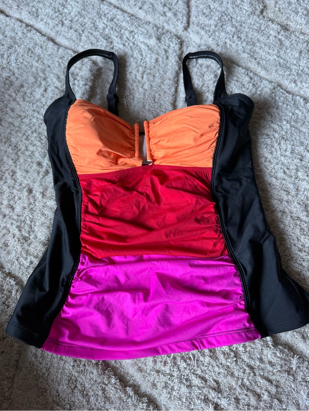 VENUS Black Mesh-Lined Swim Top with Adjustable Straps